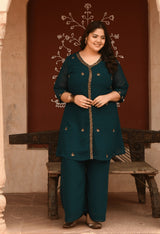 Plus Size Graceful Teal Blue Cut Dana Co-ord Set