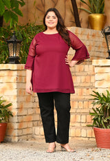 Plus Size Wine Georgette Top