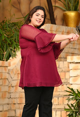 Plus Size Wine Georgette Top