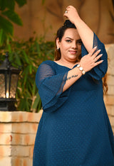 Plus Size Teal Blue Georgette Top