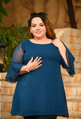 Plus Size Teal Blue Georgette Top