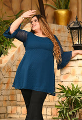 Plus Size Teal Blue Georgette Top