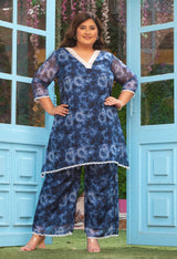 Plus Size Navy Shibori Perfection Organza Co-ord Set