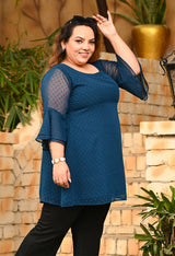 Plus Size Teal Blue Georgette Top