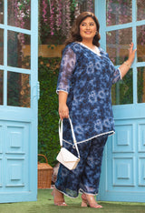 Plus Size Navy Shibori Perfection Organza Co-ord Set