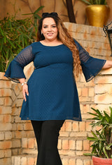 Plus Size Teal Blue Georgette Top