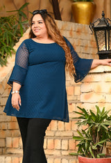 Plus Size Teal Blue Georgette Top