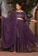 Plus Size Lavender Royale Timeless Georgette Embroidered Lehenga Set