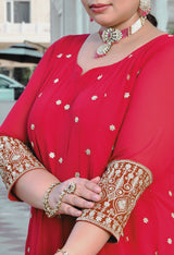 Gulnaar Heritage Rani Pink Georgette Anarkali With Dupatta