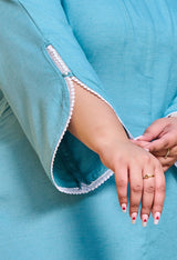 Plus Size Sky Blue Linen Culotte Style Co-ord Set