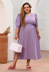 Plus Size Lavender Crepe A line Dress