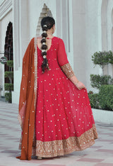Gulnaar Heritage Rani Pink Georgette Anarkali With Dupatta