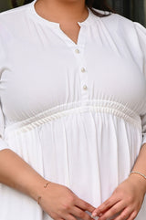Plus Size Off White Crepe A line Dress