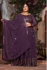 Plus Size Lavender Royale Timeless Georgette Embroidered Lehenga Set