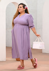 Plus Size Lavender Crepe A line Dress