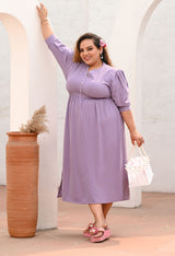Plus Size Lavender Crepe A line Dress