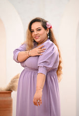 Plus Size Lavender Crepe A line Dress