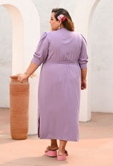 Plus Size Lavender Crepe A line Dress