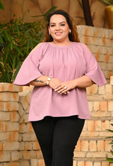 Plus Size Lavender Crinkle Cold Shoulder Top