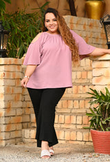 Plus Size Lavender Crinkle Cold Shoulder Top