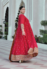 Gulnaar Heritage Rani Pink Georgette Anarkali With Dupatta
