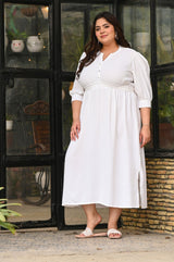 Plus Size Off White Crepe A line Dress