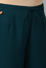 Plus Size Terrific Pearl Teal Kurta Palazzo Set with Bandhej Dupatta