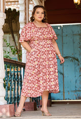 Plus Size Summer Breezy Mirror Embroidered Dress with Belt