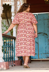 Plus Size Summer Breezy Mirror Embroidered Dress with Belt