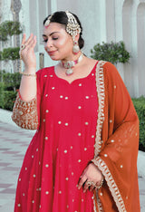 Gulnaar Heritage Rani Pink Georgette Anarkali With Dupatta