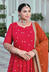Gulnaar Heritage Rani Pink Georgette Anarkali With Dupatta