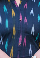 Plus Size Rustique Black Ikkat Cotton Kurta