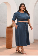Plus Size Blue Top and Skirt Co-ord Set