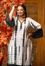 Plus Size Black Tie dye Pakistani Kurta Palazzo Set