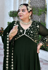 Noor Mahal Embroidered Georgette Anarkali Set With Dupatta