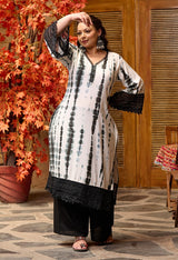 Plus Size Black Tie dye Pakistani Kurta Palazzo Set