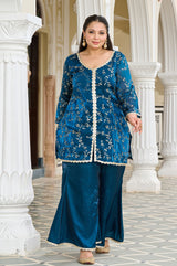 Exclusive Festive Teal Embroidered Jimmy Choo Co-ord Set