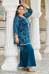 Exclusive Festive Teal Embroidered Jimmy Choo Co-ord Set