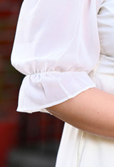 Plus Size White Frill Georgette Maxi Dress