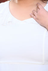 Plus Size White Frill Georgette Maxi Dress