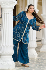 Exclusive Festive Teal Embroidered Jimmy Choo Co-ord Set