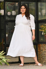 Plus Size Off White Crepe A line Dress