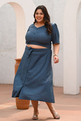 Plus Size Blue Top and Skirt Co-ord Set