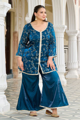 Exclusive Festive Teal Embroidered Jimmy Choo Co-ord Set