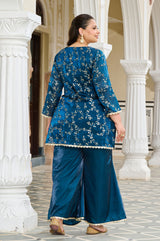 Exclusive Festive Teal Embroidered Jimmy Choo Co-ord Set