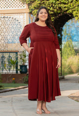 Plus Size Rich Rust Rayon Pintuck Dress