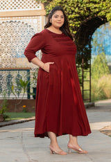 Plus Size Rich Rust Rayon Pintuck Dress