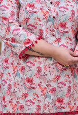 Plus Size Rubious Rani Floral Pom Pom Rayon Co-ord Set
