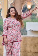 Plus Size Rubious Rani Floral Pom Pom Rayon Co-ord Set