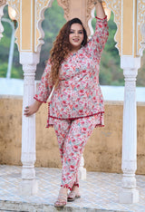 Plus Size Rubious Rani Floral Pom Pom Rayon Co-ord Set